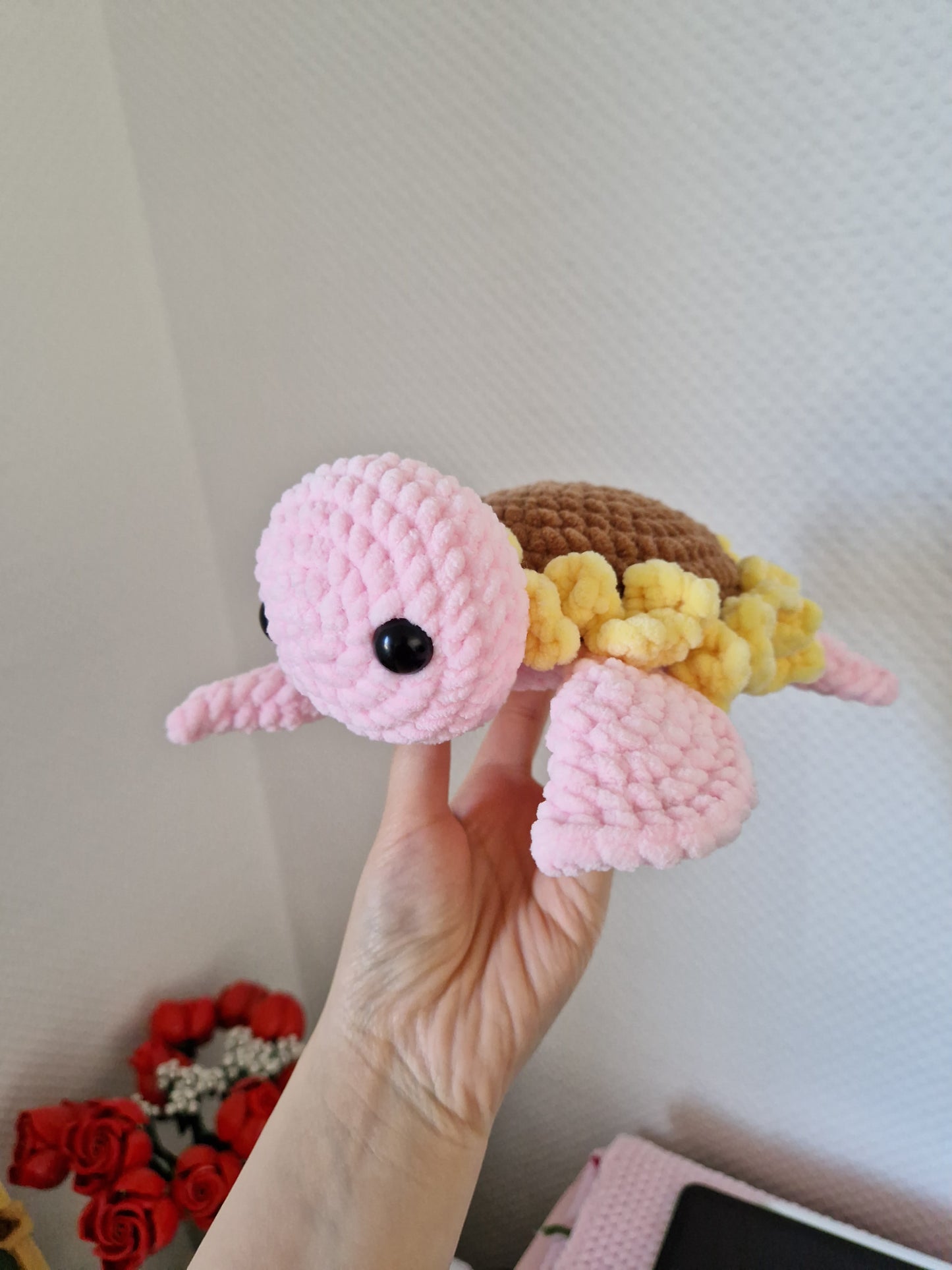 ! Vorbestellung ! Schildkröte mit Blumenpanzer (mit Farbwahl)