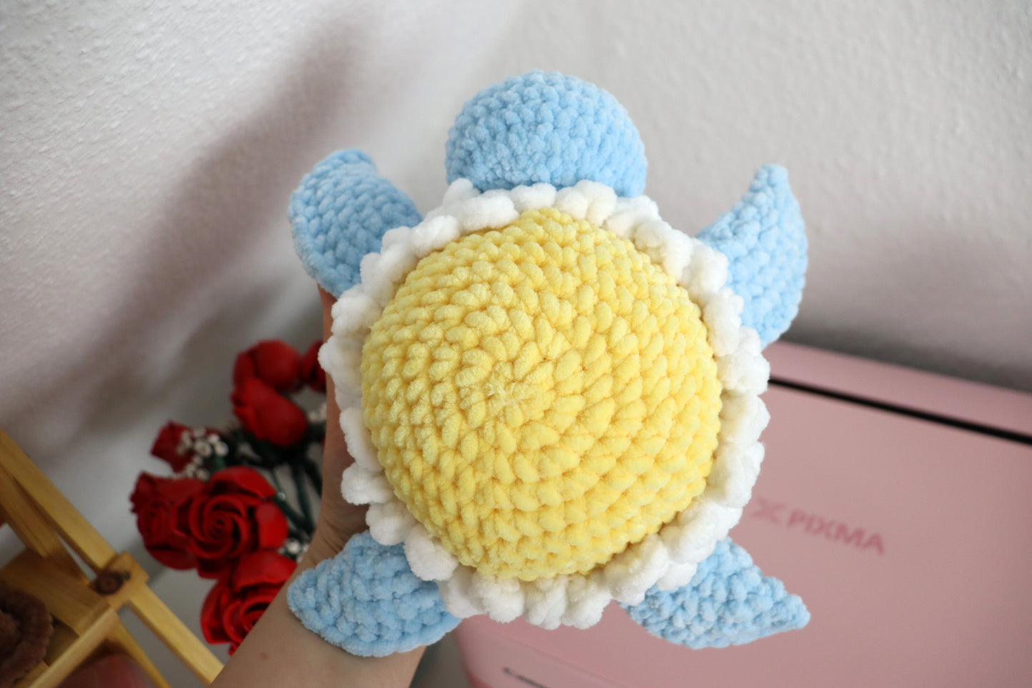 ! Vorbestellung ! Schildkröte mit Blumenpanzer (mit Farbwahl)